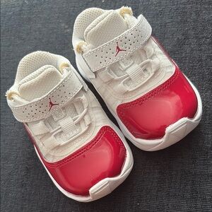 Jordan Red and White Leather Sneakers